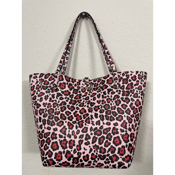 Guess Handbags - Rare Vintage Y2K GUESS Leopard Print Leather Shoulder Lg Capacity Tote Handbag